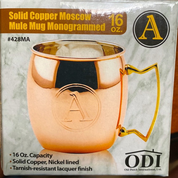 Old Dutch International, Ltd. ODI Solid Copper Moscow Mule Monogrammed Mug “A” - Picture 2 of 4